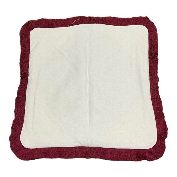 Crochet Handmade Burgundy Flower Throw Pillow Cover Cottage Granny Core 17" VTG - Picture 4 of 5